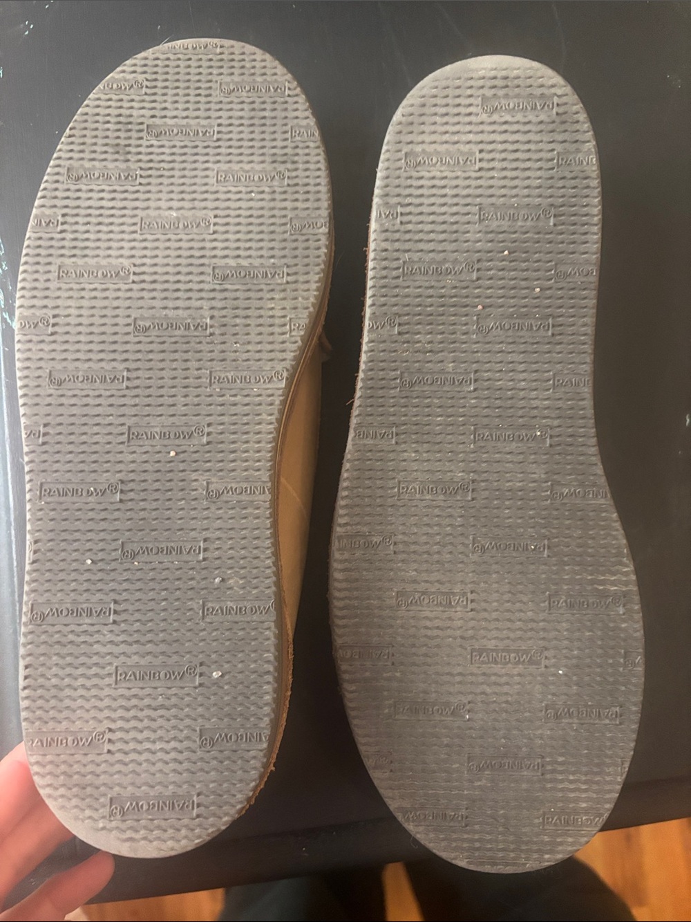 Rainbow Tan Leather Moccasin Slippers - Picture 2 of 3